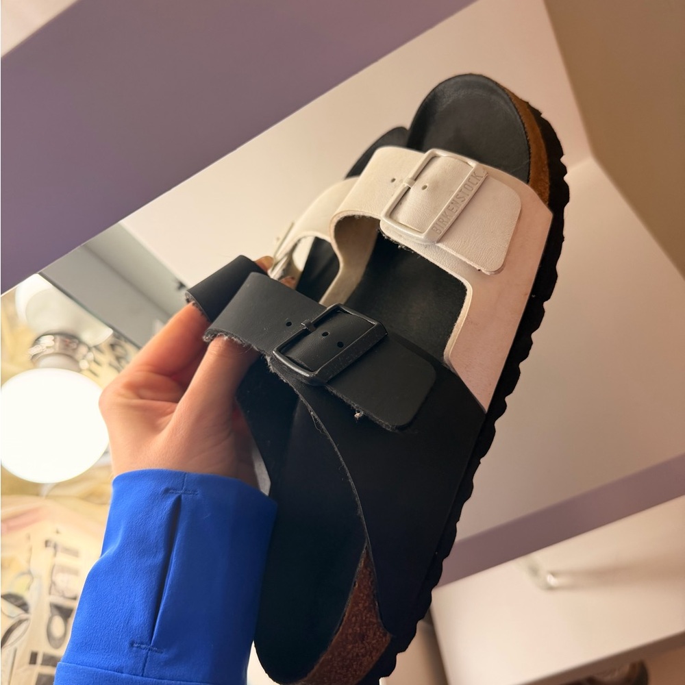 Black and White Berkinstock sandals size 41
